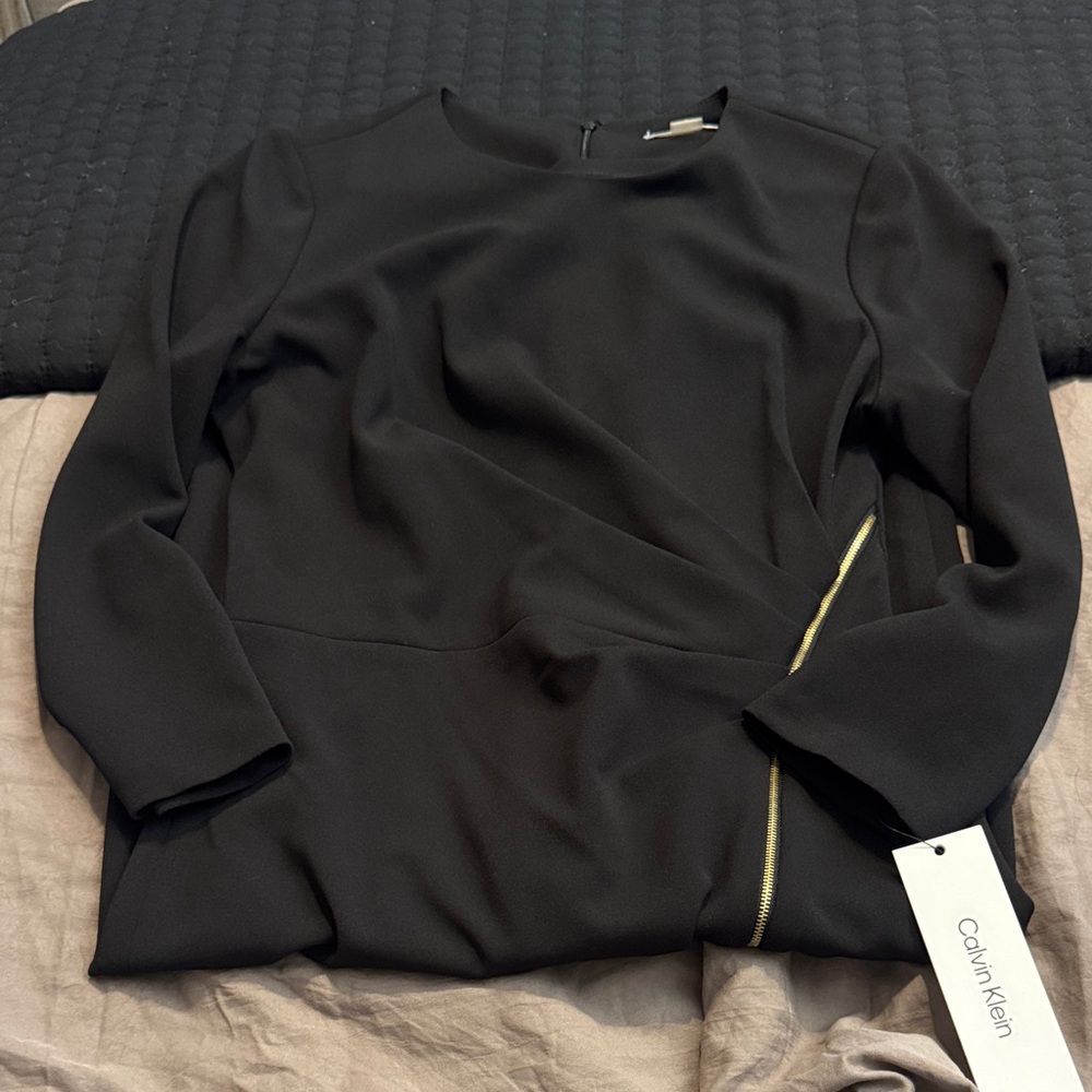 Calvin Klein Black Dress with Gold Zipper